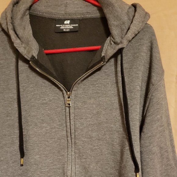 H&M, Gray zip-up Sweatshirt w/ hood jacket, Size Large - Picture 4 of 16